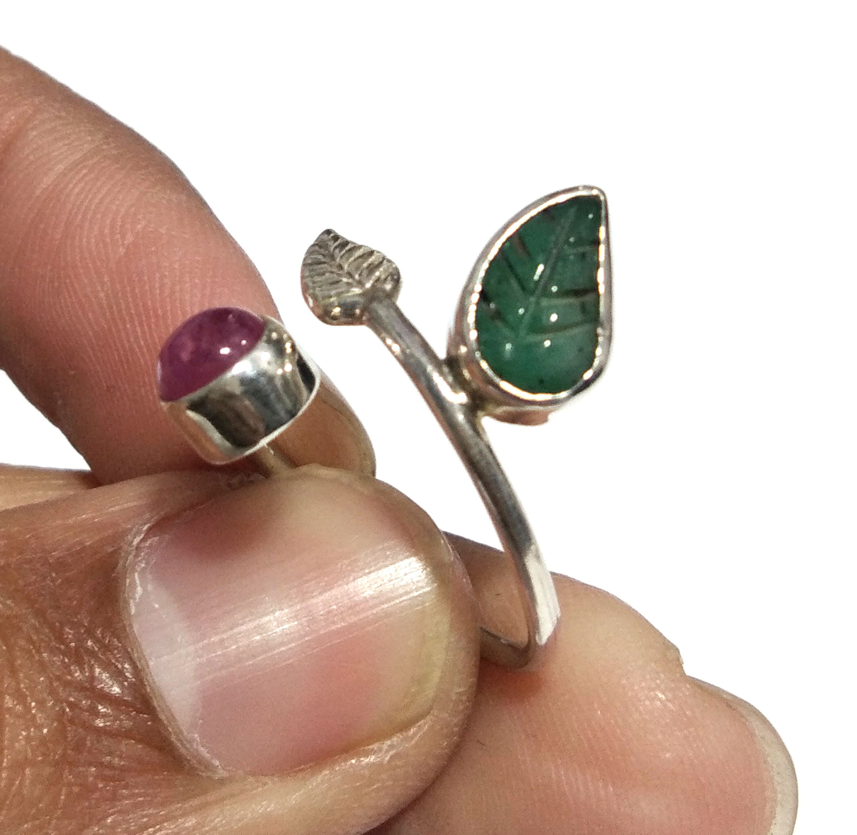 Emerald/Ruby Stone Ring, 925 Solid Starling Silver Ring, Stone Size 9x5 mm to 5x5 mm Emerald/Red Ruby Stone Gift New Year Ring, Wedding Ring